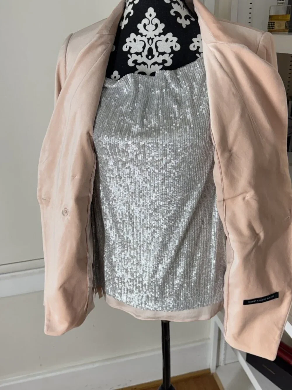 White House Black Market 8 First Blush Pink Blazer Jacket Velvet With Tank-top